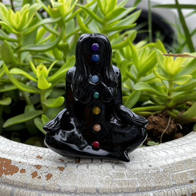 Olivenorma Obsidian Chakra Yoga Göttin Heidnische Edelsteindekoration 