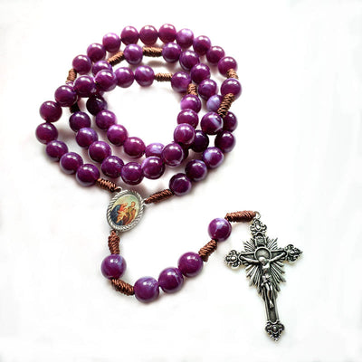 Olivenorma Amethyst Silberkreuz Jesus Anhänger Rosenkranz Halskette