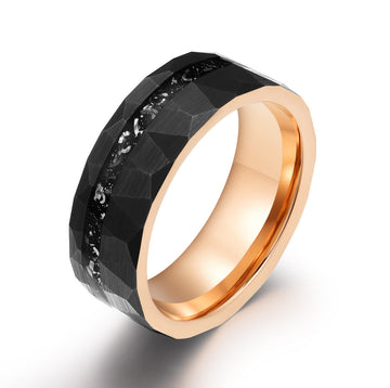 Olivenorma 8mm Schwarzer Turmalin Wolframkarbid-Ring