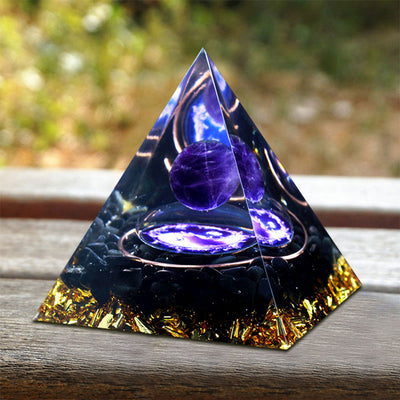 Olivenorma Schwarzer Turmalin Amethyst Orgon-Pyramide 