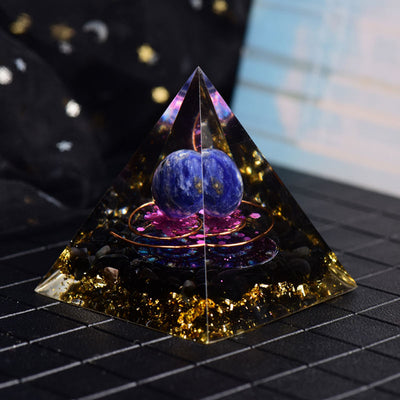 Olivenorma Lapislazuli Obsidian Orgon Pyramide 