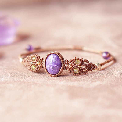 Olivenorma Amethyst Charoit handgewebte Schutz Armband Halskette