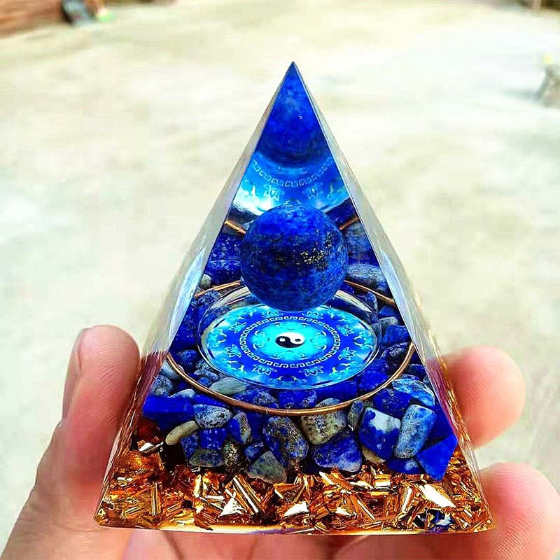 Olivenorma Lapislazuli Naturstein Orgon-Pyramide 