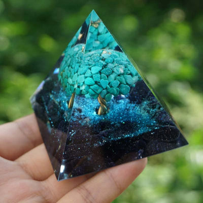 Olivenorma Blauer Sandstein Mit Türkis-Heilenden Orgonpyramide 