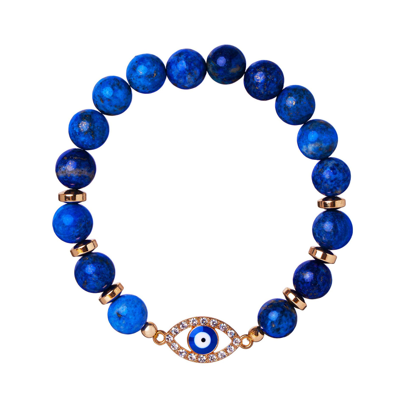 Olivenorma "Mood &amp; Energy Protection" Lapislazuli Perlen-Armband mit bösem Blick 