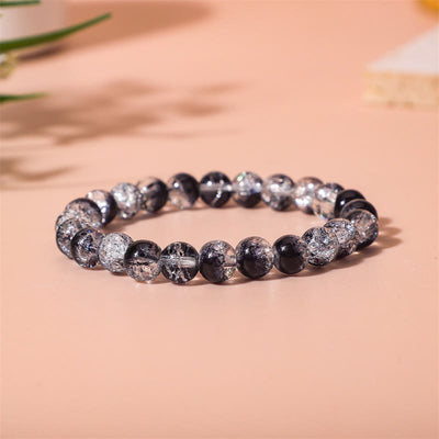 Olivenorma Transparent Black Contrast Beaded Herrenarmband