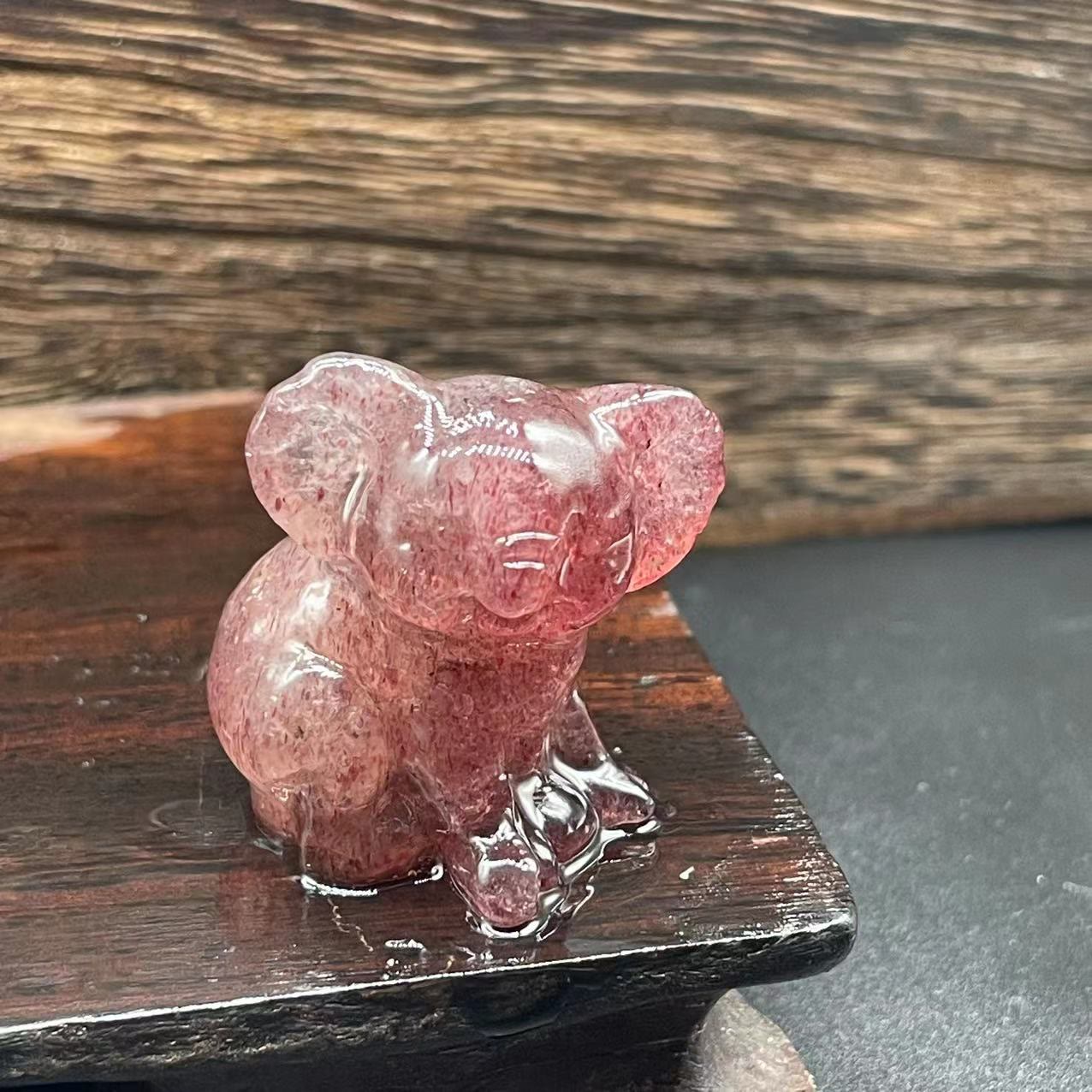 Olivenorma 1,2 Zoll geschnitzte niedliche Koala-Figur Edelsteindekoration