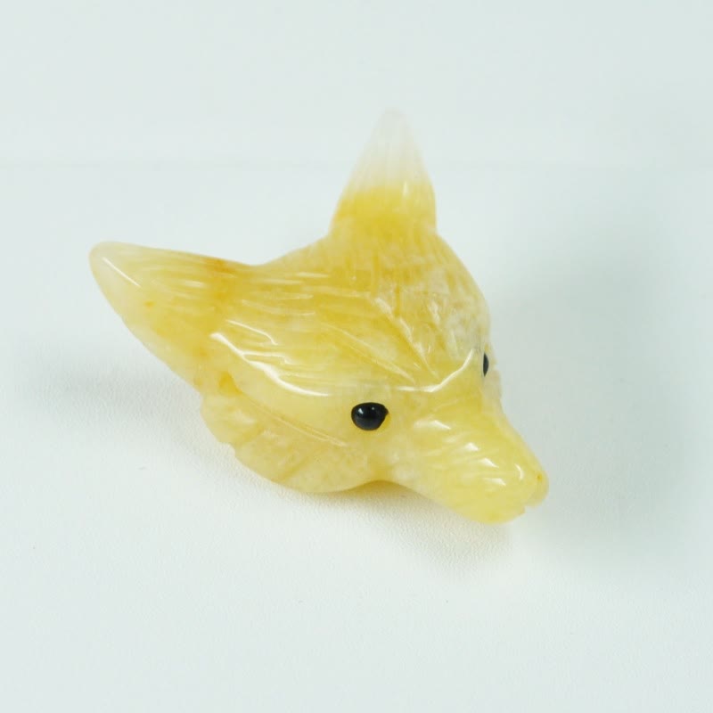 Olivenorma Naturkristall geschnitzter Wolfskopf Zubehör Edelstein Dekoration - Gelbe Jade - image 26