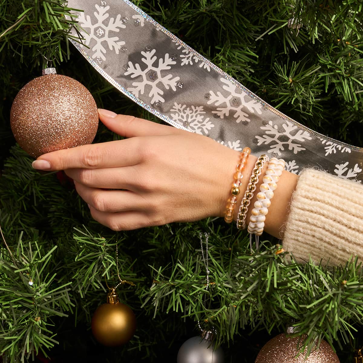 Olivenorma Armband mit blassgelben Kristallglasperlen