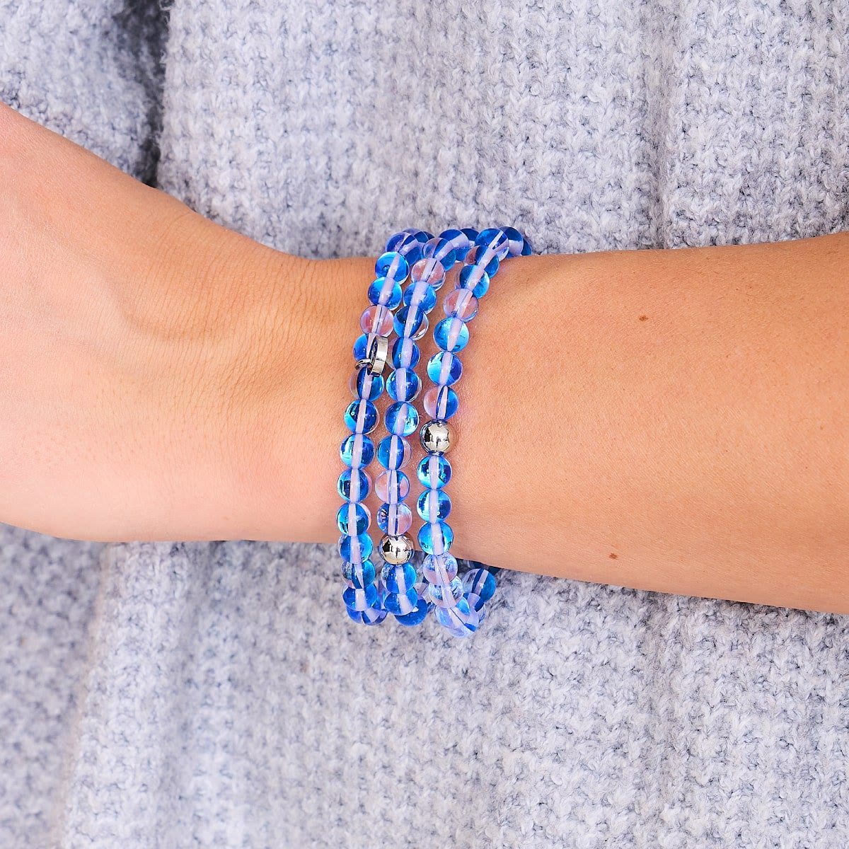 Olivenorma Blauer Kristall-Glasperlen Armband