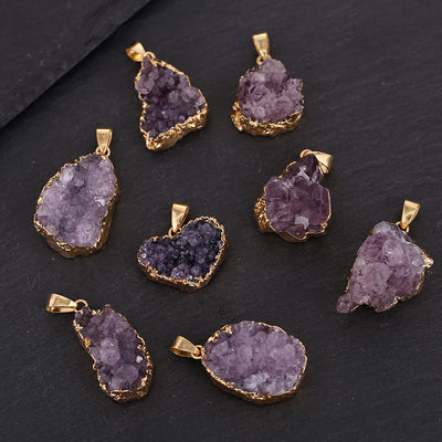 Olivenorma Gold Amethyst Natur-Edelstein-Halskette