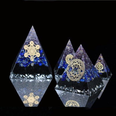 Olivenorma Amethyst Lapislazuli Schwarzer Turmalin Metatrons Würfel Amulett Orgon Pyramide 