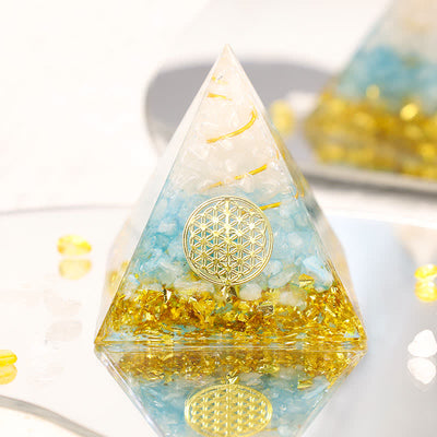 Olivenorma Moonstone Flower Of Life Orgon-Pyramide