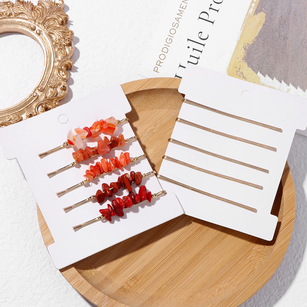 Olivenorma 5-teiliges Heilungs-Kristallhaarnadel-Set - image 3