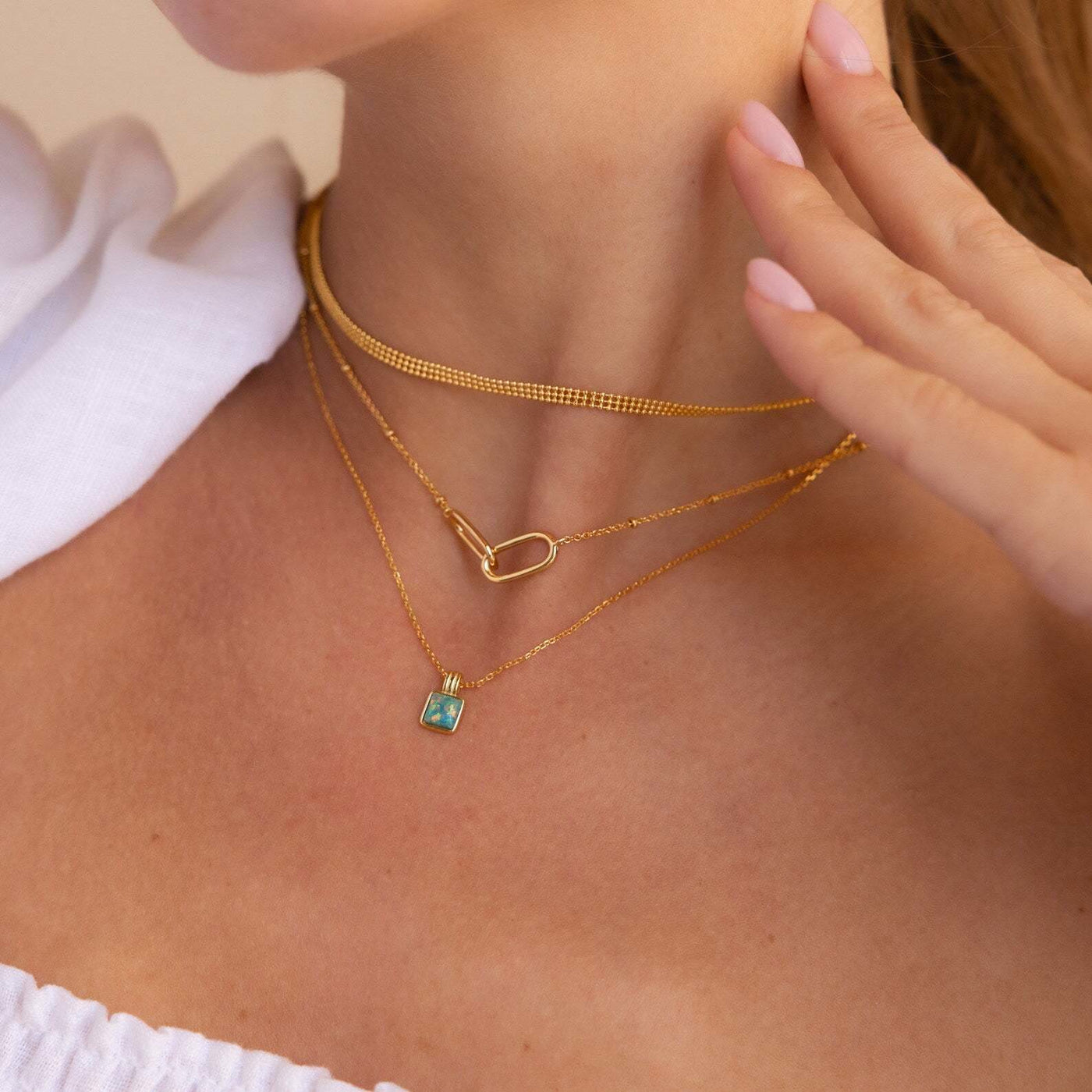 Olivenorma Bunte Opal Liebe Quadratische Anhänger 18k Gold Halskette - image 14