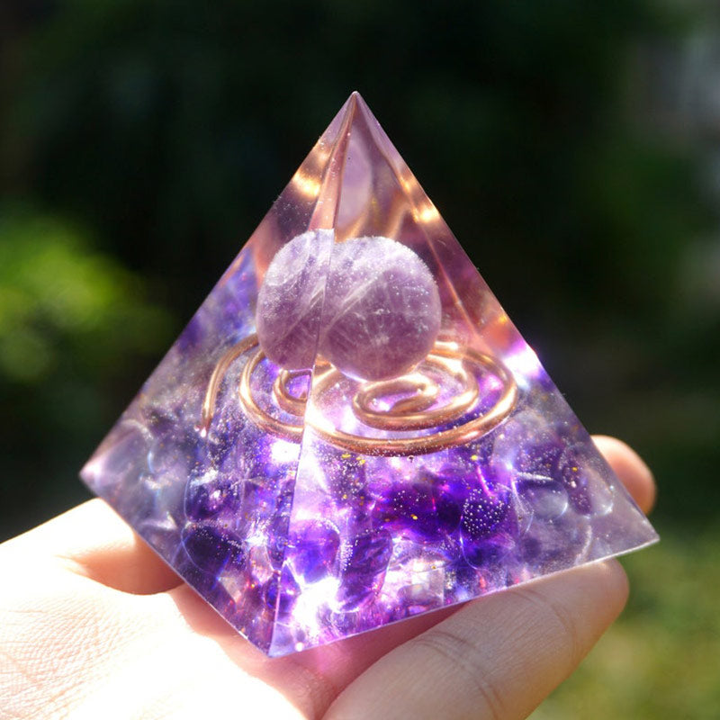 Olivenorma Amethyst Klarer Kristall Orgonpyramide