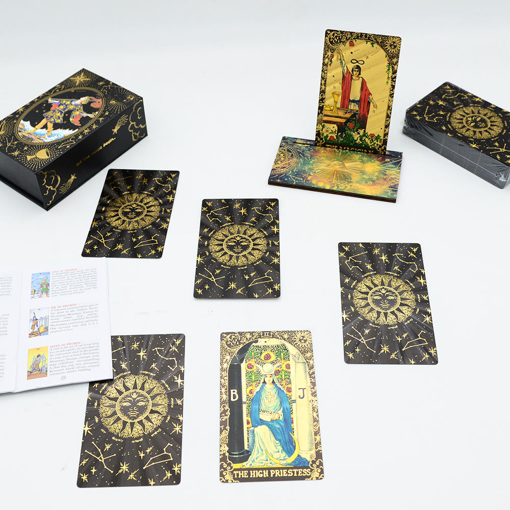 Olivenorma Schwarze Gold Waite Folie Goldene Tarot Deck Karten