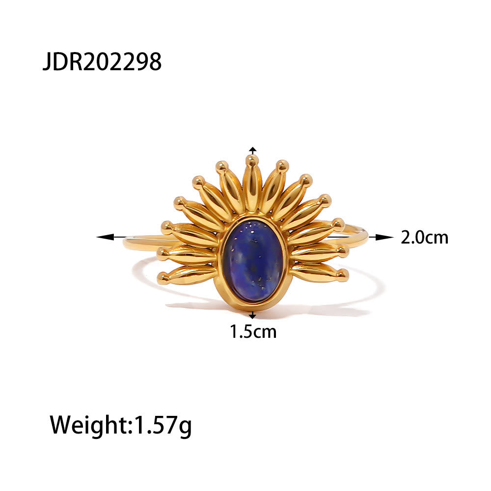 Olivenorma Lapis Lazuli 18k vergoldeter Edelstahlring