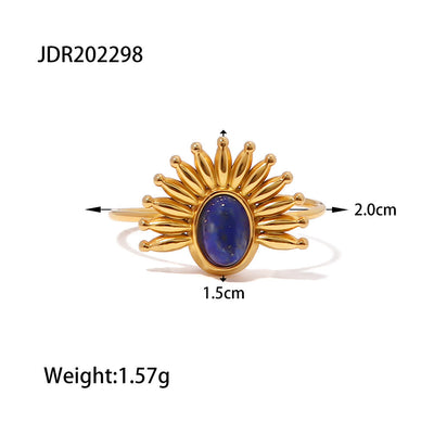 Olivenorma Lapis Lazuli 18k vergoldeter Edelstahlring