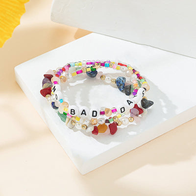 Olivenorma „No Bad Days“ Kristallperlen-Dreilagen-Armband-Set