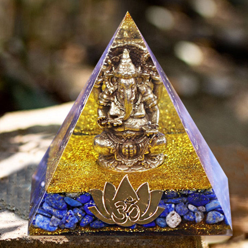 Olivenorma Lapis Lazuli mit Elefantensymbol Orgon-Pyramide 