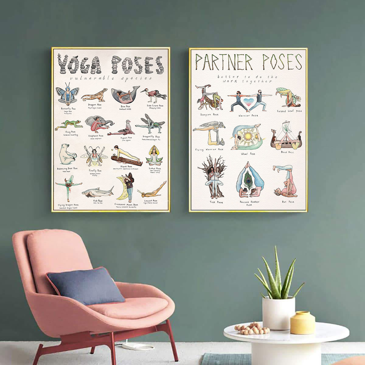 Olivenorma Yoga Partnerpose Herzöffner Poster 