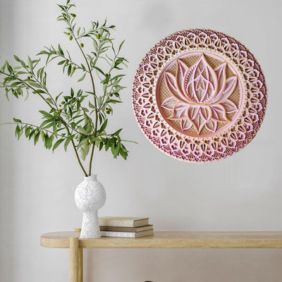 Olivenorma Pink Lotus Mandala 3D Gravur Wanddeko 