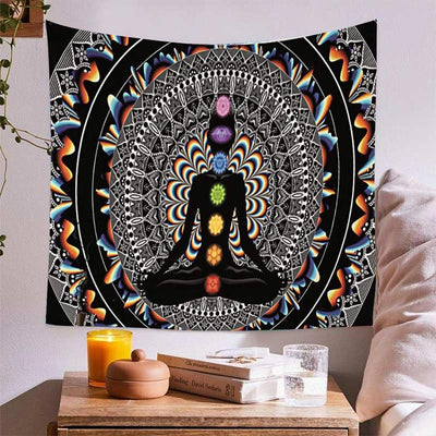 Chakra Vintage Meditierender Yoga Wandteppich