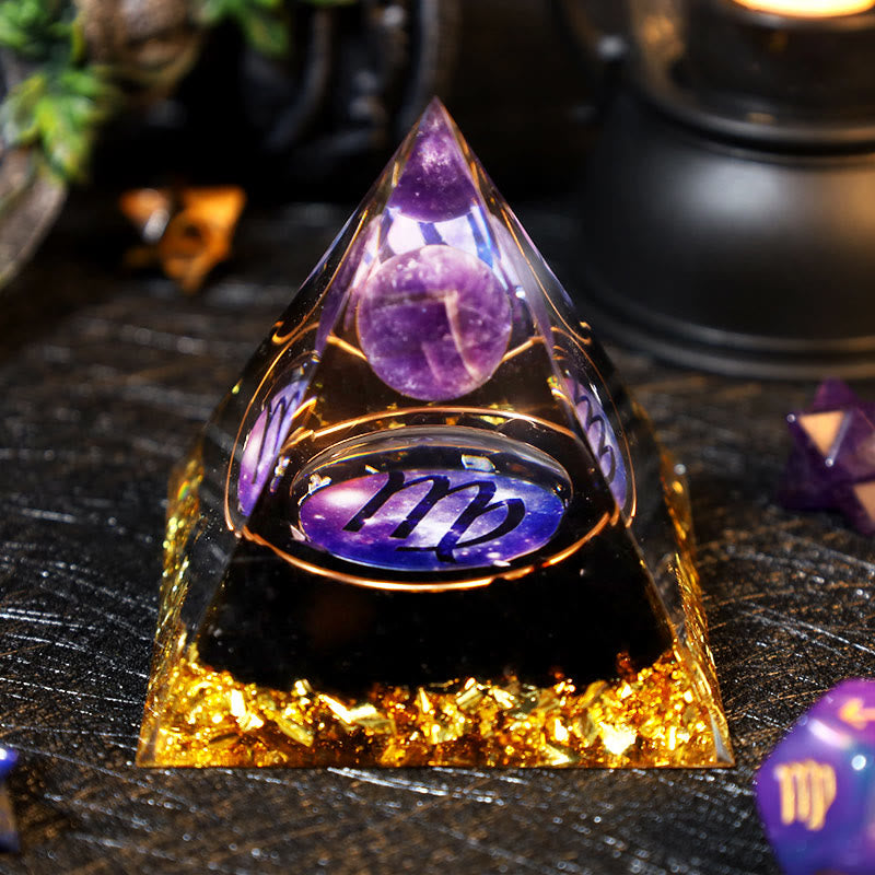 Olivenorma Amethystkugel Obsidian Kiesel Zodiac Jungfrau Orgon Pyramide