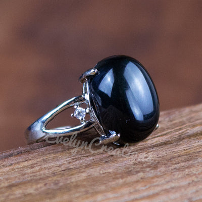 Olivenorma „Spiritueller Schutz“ Natürlicher Obsidian Ring 