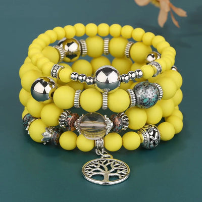 Olivenorma Bohemia Baum des Lebens Perlenarmband Set