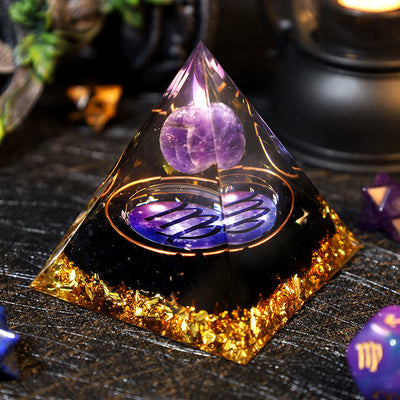 Olivenorma Amethystkugel Obsidian Kiesel Zodiac Jungfrau Orgon Pyramide