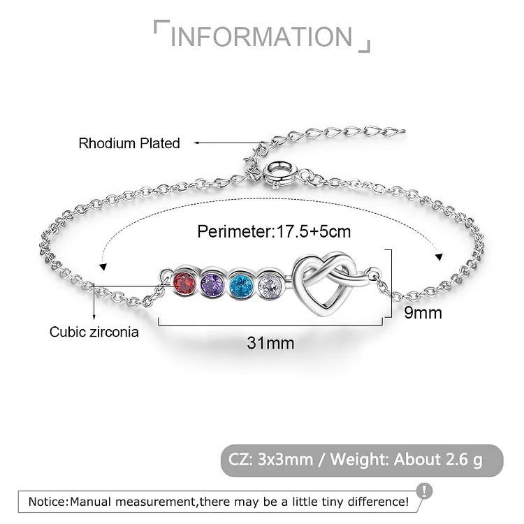 Olivenorma personalisiertes Herz 2-5 Geburtssteine Armband