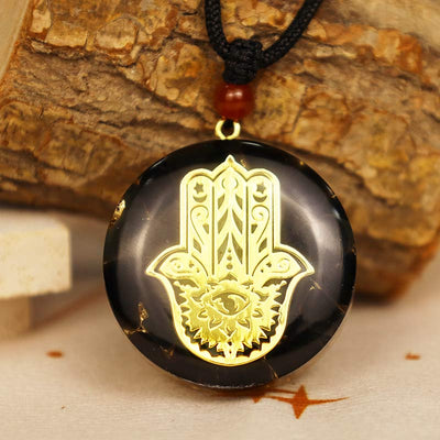 Obsidian mit Hamsa Transform Halskette