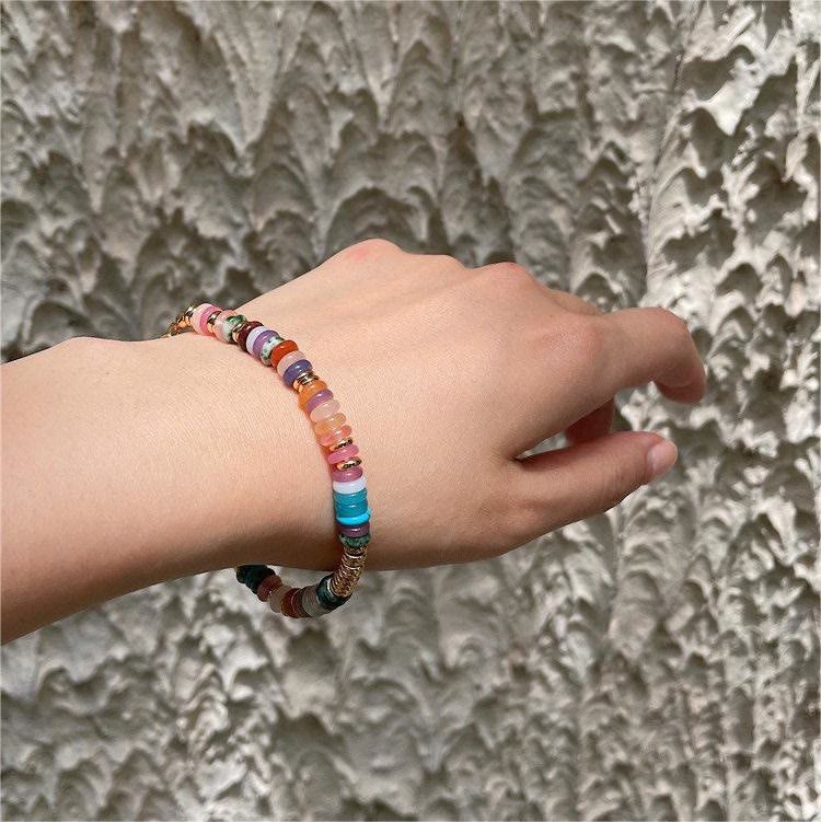 Olivenorma Boho Style Gemischte Kristallrunde Perlen Edelstein Armband Halskette