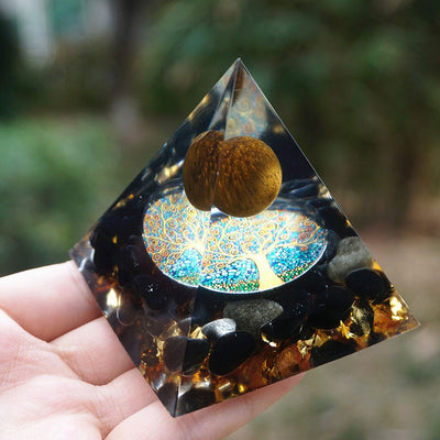 Olivenorma Guardian's Flame-Tiger Eye & Obsidian Schutz Orgon-Pyramide - image 3