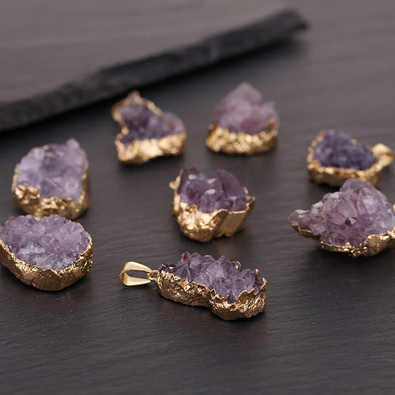 Olivenorma Gold Amethyst Natur-Edelstein-Halskette