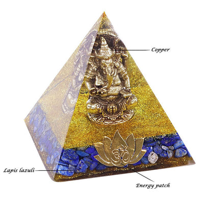 Olivenorma Lapis Lazuli mit Elefantensymbol Orgon-Pyramide 