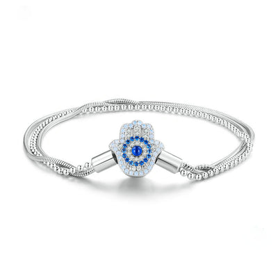 Olivenorma Sterlingsilber S925 Hamsa Böses Auge Armband 