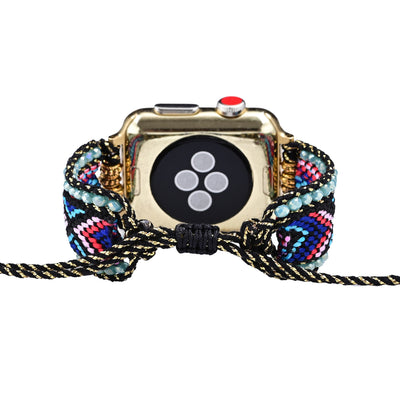 Olivenorma Aquamarin Bohemian Nylon Geflochtenes Apple Watch Armband 