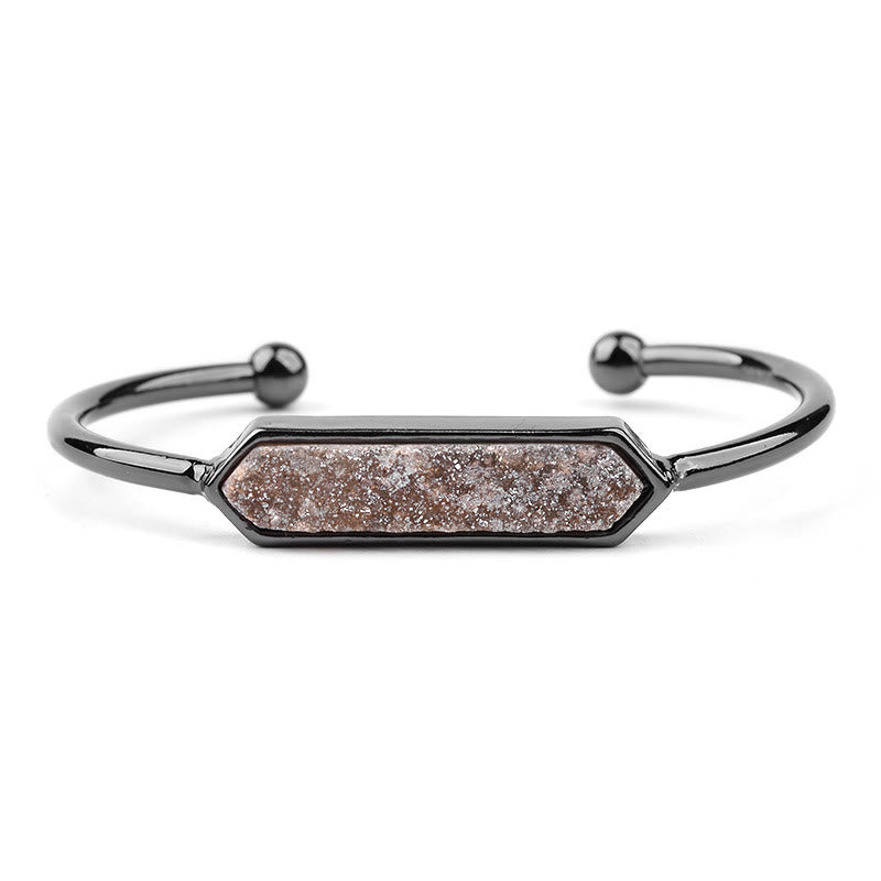 Olivenorma Manschettenarmband aus natürlichem Kristallcluster aus Metallkupfer 