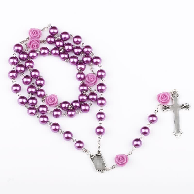 Olivenorma Rosary Halskette mit lila Glasperlen 