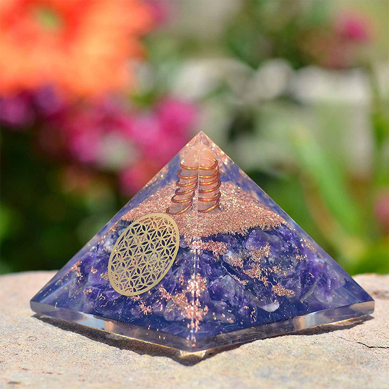 Olivenorma Amethyst Blume des Lebens Orgon-Pyramide