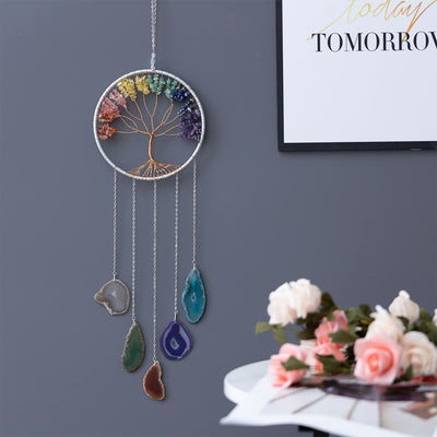 Olivenorma Chakra Achat Lebensbaum Ornament Wanddekor