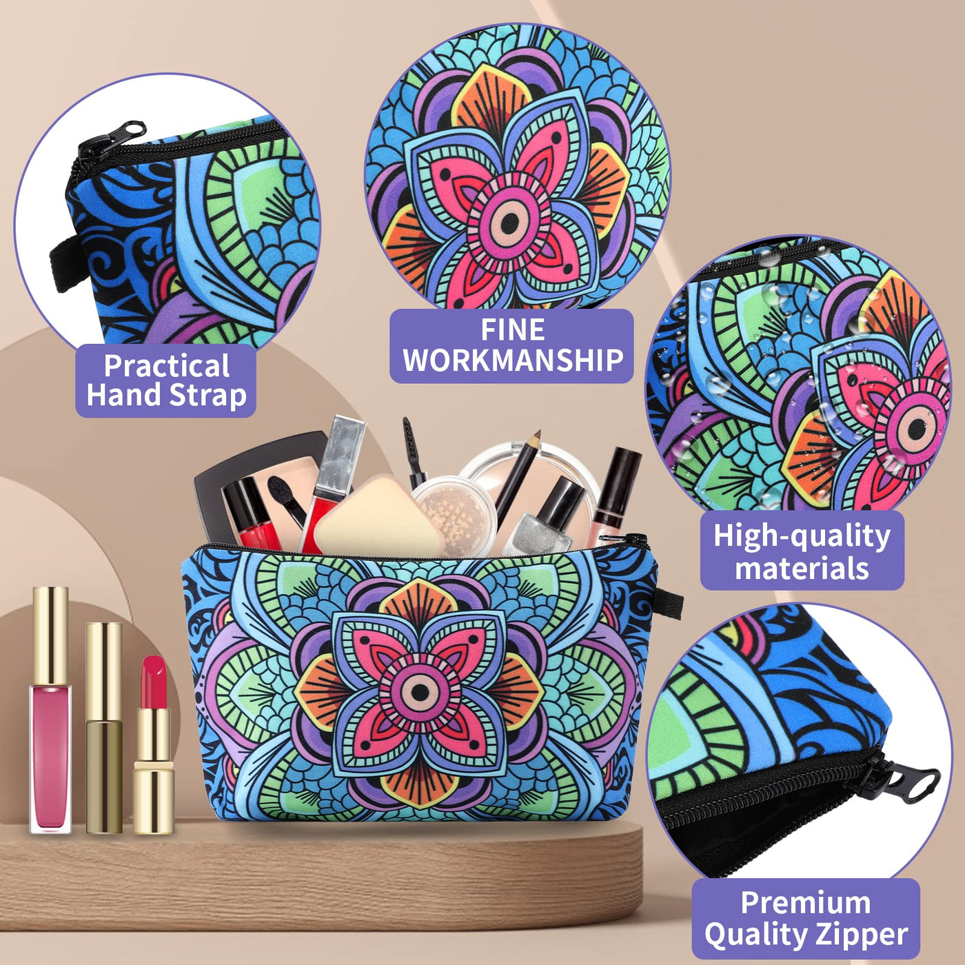 Olivenorma Mandala Muster Makeup Kosmetiktasche