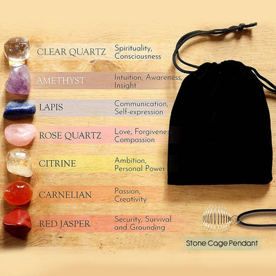 Chakra-Yoga-Heilung Naturkristall-Set 