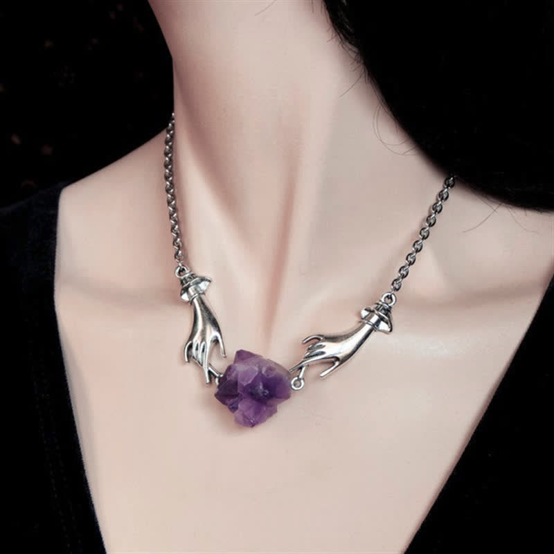 Amethyst Engel Hand Heilung Halskette