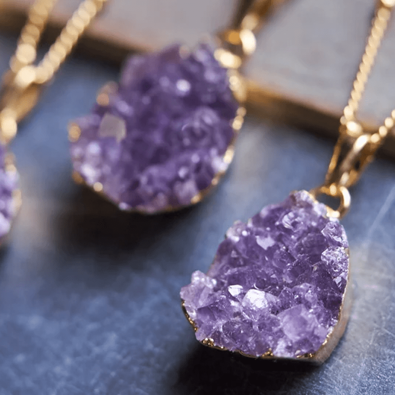 Olivenorma Gold Amethyst Natur-Edelstein-Halskette