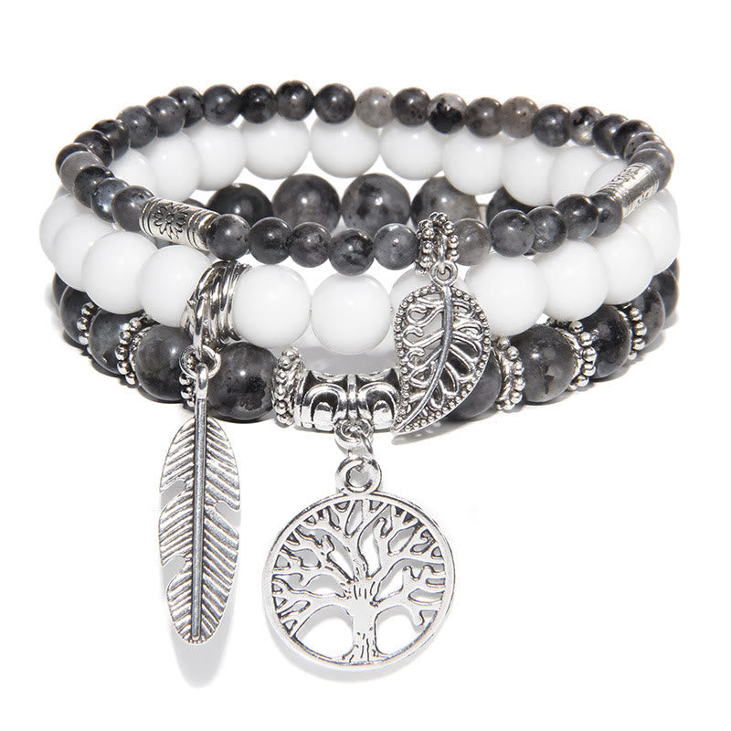 Olivenorma "Nature's Healing Moments" Labradorit Tree Of Life 3-teiliges Armband-Set