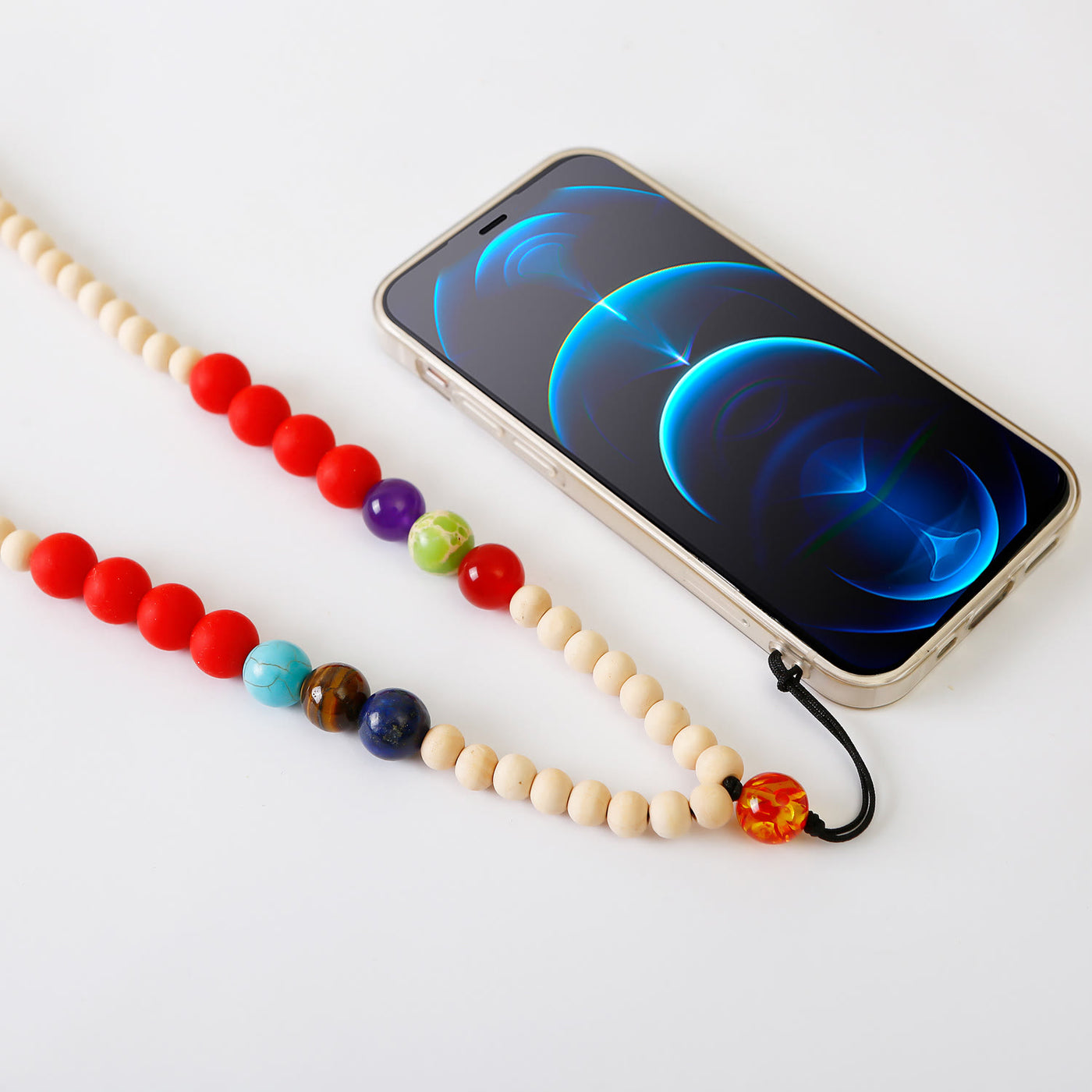 Olivenorma Natural Crystal String Handmade Wooden Beads Phone Strap